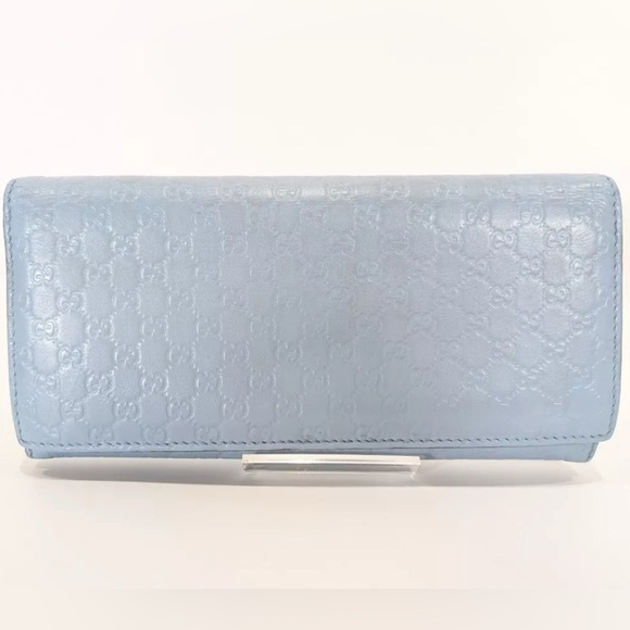 Authentic Gucci micro sima wallet purse blue leather GG monogram - Picture 2 of 16
